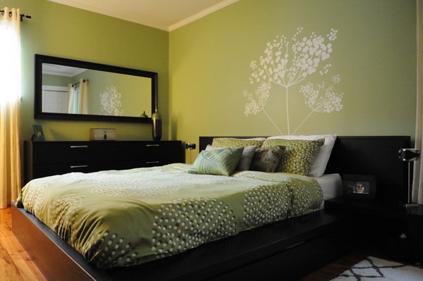 спальная комната зеленые тона